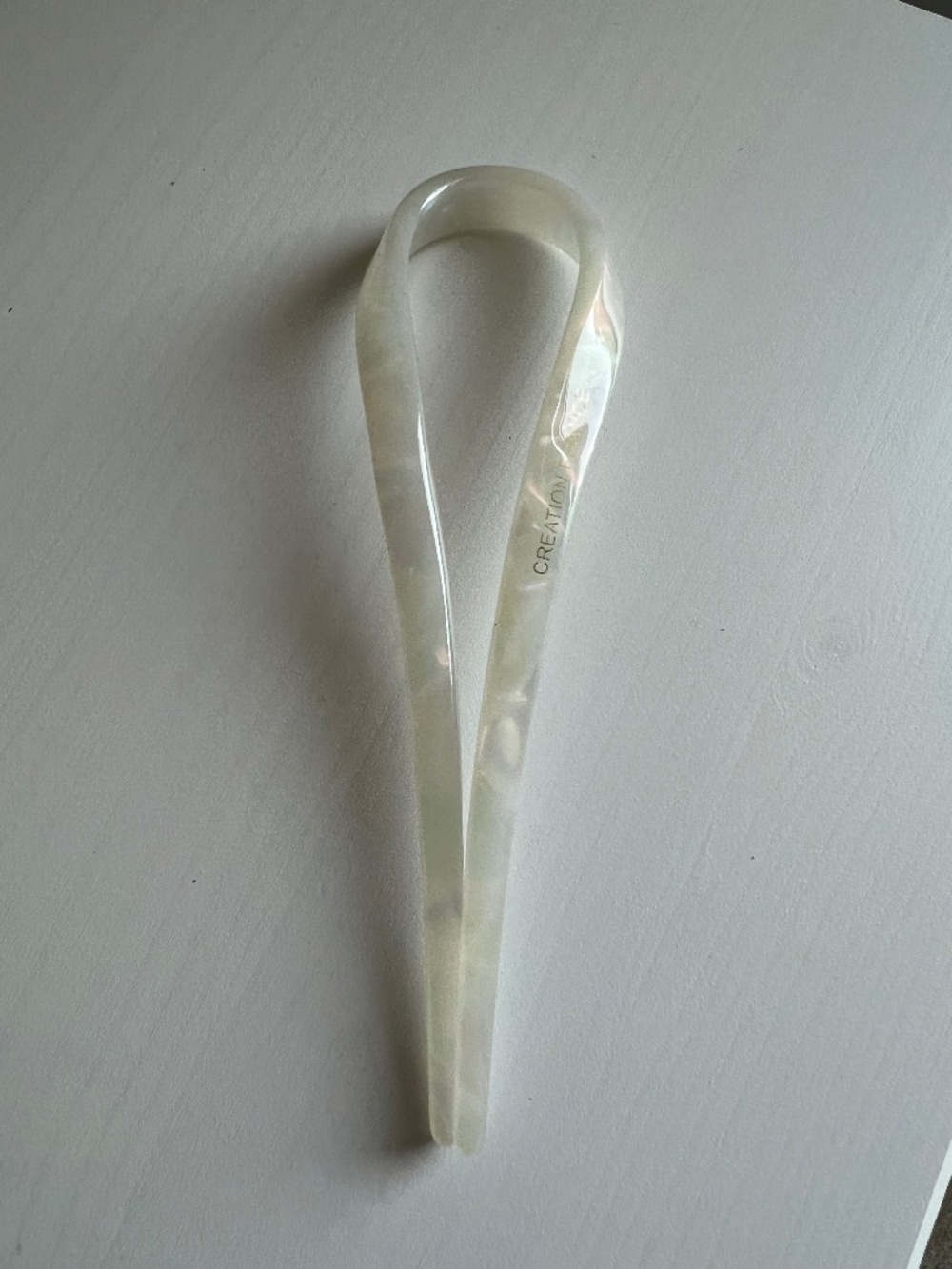 Iridescent Ivory Acetate Hair Fork